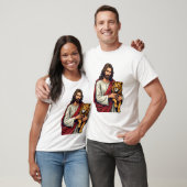 ライオンと子羊のイエス彫刻信仰Tシャツ 2 Tシャツ (ユニセックス)