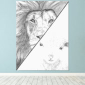 ライオンと子羊のキャンバス キャンバスプリント (インサイチュ (ウッドフロア))