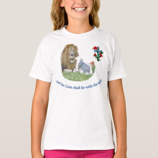 ライオンと子羊のキリスト教ギフトTシャツ Tシャツ (正面)