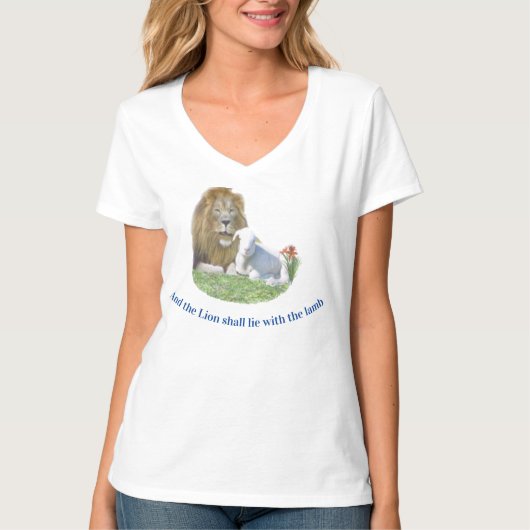 ライオンと子羊のキリスト教ギフトTシャツ Tシャツ (正面)