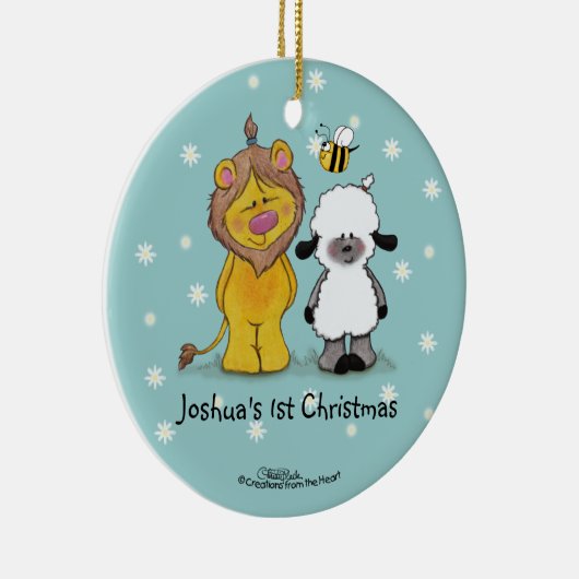 ライオンと子羊の真の友達 – クリスマスの最初の装飾 セラミックオーナメント (右)