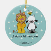 ライオンと子羊の真の友達 – クリスマスの最初の装飾 セラミックオーナメント (正面)