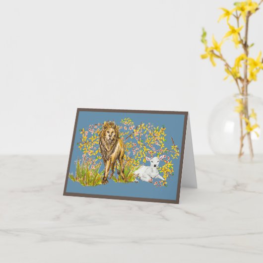 ライオンと子羊 カード (黄色い花)