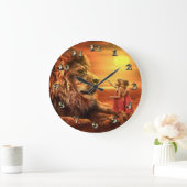 ライオンと小さな女の子 ラージ壁時計 (ホーム)