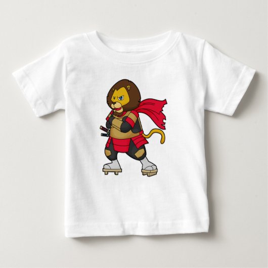 ライオンと戦士のケープ ベビーTシャツ (正面)