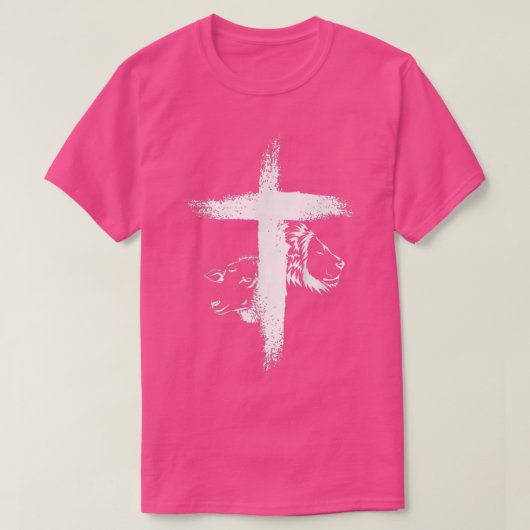 ライオンと羊のクロス 《女性用 男性用》 Tシャツ (デザイン正面)