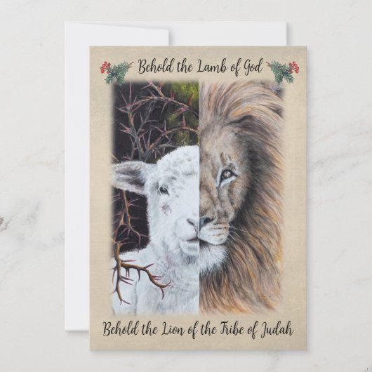 ライオンと羊のフロント面(写真とグリーティング付き) シーズンカード (正面)