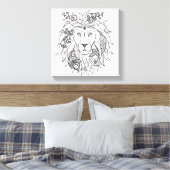 ライオンと花ドードル6 キャンバスプリント (インサイチュ (寝室))