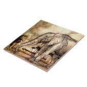 『ライオンと象』アーサー・ラッカム著 タイル (側面)