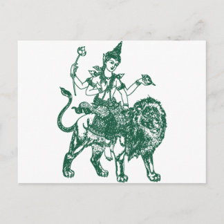 ライオンに坐る東南アジアの仏 ポストカード