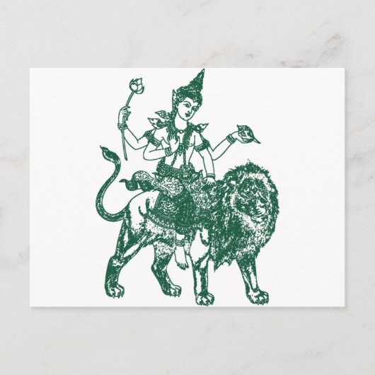 ライオンに坐る東南アジアの仏 ポストカード (正面)