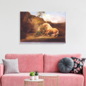 ライオンに怯えた馬、c.1790-5 (缶の油) キャンバスプリント (インサイチュ (リビング))