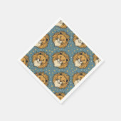 ライオンのかわいい漫画のパターンのアートワーク スタンダードカクテルナプキン (角)