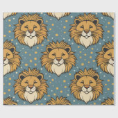 ライオンのかわいい漫画のパターンのアートワーク ラッピングペーパー (フラット)