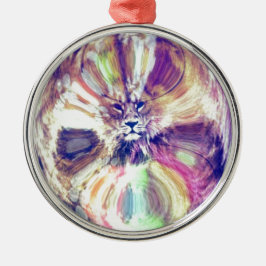 ライオンのまわりにデジタルアート メタルオーナメント