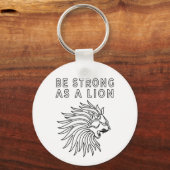 ライオンのように強い、引用文やる気を起こさせる キーホルダー (正面)