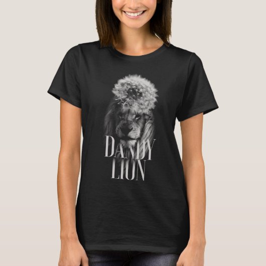 ライオンのアートワークダンディライオン Tシャツ (正面)