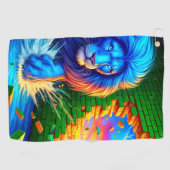 ライオンのアートワーク ゴルフタオル (横)