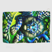 ライオンのアートワーク ゴルフタオル (横)