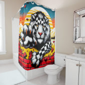 ライオンのアートワーク シャワーカーテン (インサイチュ)