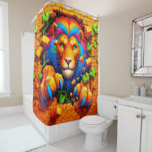 ライオンのアートワーク シャワーカーテン (インサイチュ)