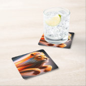 ライオンのアートワーク スクエアペーパーコースター (インサイチュ)