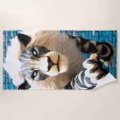 ライオンのアートワーク ビーチタオル (正面)