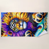 ライオンのアートワーク ビーチタオル (正面)