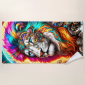 ライオンのアートワーク ビーチタオル (正面)