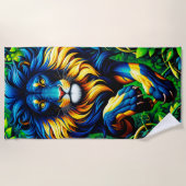 ライオンのアートワーク ビーチタオル (正面)