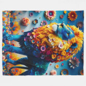 ライオンのアートワーク フリースブランケット (正面(横))