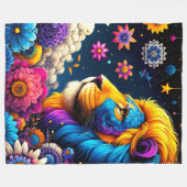 ライオンのアートワーク フリースブランケット (正面(横))