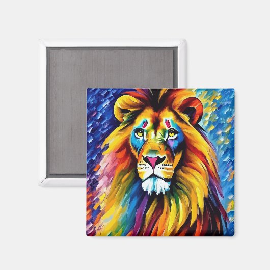 ライオンのカラフルポートレート誇りを持った マグネット (正面/裏面)