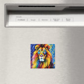 ライオンのカラフルポートレート誇りを持った マグネット (インサイチュ (食洗機))