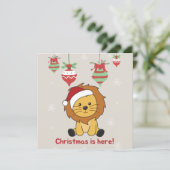 ライオンのクリスマス雪の冬の動物たち ライオンの招待状 招待状 (スタンド正面)