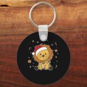 ライオンのクリスマス雪の冬の動物ライオン キーホルダー (正面)