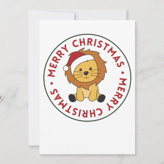 ライオンのクリスマス雪の冬の動物ライオン シーズンカード (正面)