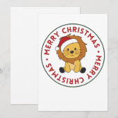 ライオンのクリスマス雪の冬の動物ライオン シーズンカード (正面/裏面)