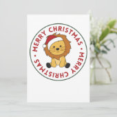 ライオンのクリスマス雪の冬の動物ライオン シーズンカード (スタンド正面)