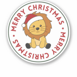 ライオンのクリスマス雪の冬の動物ライオン シール