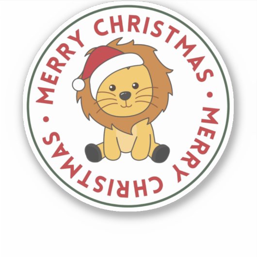 ライオンのクリスマス雪の冬の動物ライオン シール (正面)