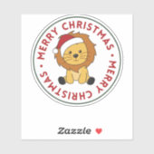 ライオンのクリスマス雪の冬の動物ライオン シール (シート)