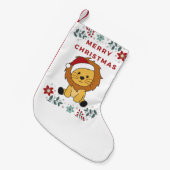 ライオンのクリスマス雪の冬の動物ライオン スモールクリスマスストッキング (正面 (吊り時))