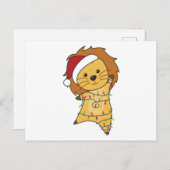 ライオンのクリスマス雪の冬の動物ライオン ポストカード (正面/裏面)