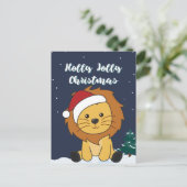 ライオンのクリスマス スノー ウィンター 動物 ライオンズ ホリデー P シーズンポストカード (スタンド正面)
