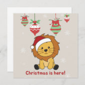 ライオンのクリスマス　雪　冬の動物　ライオンの招待状 招待状 (正面/裏面)