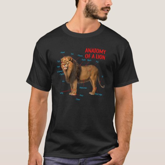ライオンのグラフィック教育ライオンの解剖学 Tシャツ (正面)