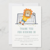 ライオンのゴールキーパーでサッカーしよう!子供の誕生日 サンキューカード (正面)