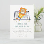 ライオンのゴールキーパーでサッカーしよう!子供の誕生日 サンキューカード (スタンド正面)