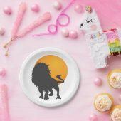 ライオンのシルエット – 背景色を選択 ペーパープレート (パーティー)